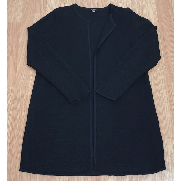 Talbots large knit long line open cardigan sweater black long sleeve whimsygoth - Picture 2 of 12